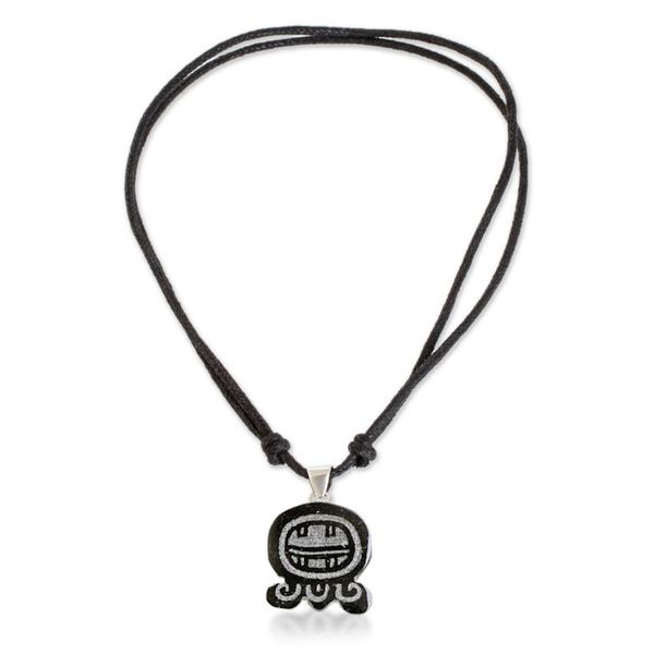 Alternate image for Jade Pendant Necklace with Mayan Authority Nahual Motif Mayan Authority
