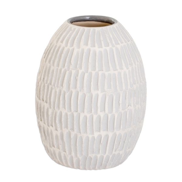 Alternate image for Ivory and Grey Textured Ceramic Vase Handmade in Guatemala Dreams of Nature in Grey
