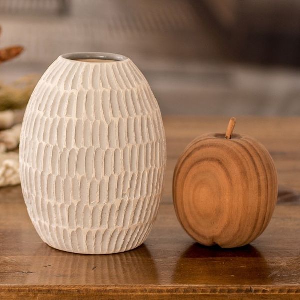 Alternate image for Ivory and Grey Textured Ceramic Vase Handmade in Guatemala Dreams of Nature in Grey