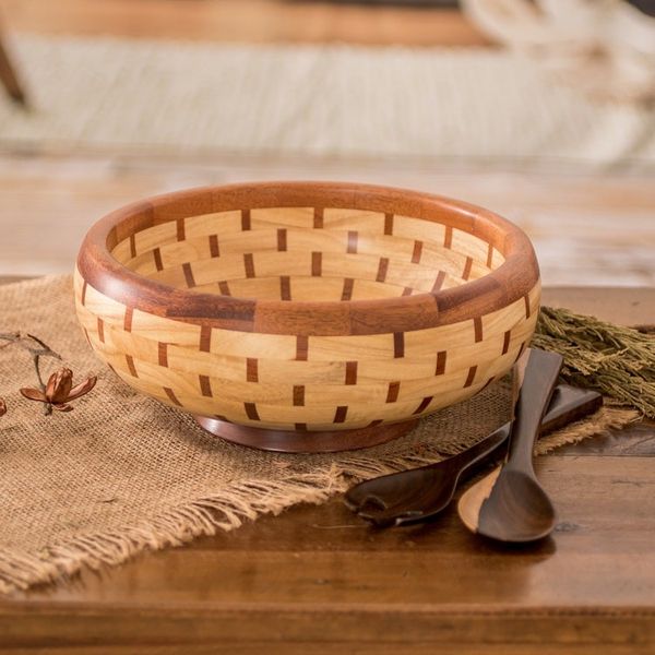 Alternate image for Tropical Eco-Friendly Reclaimed Wood Salad Serving Set Tasty Delights