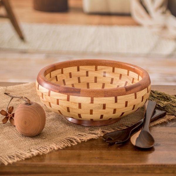 Alternate image for Tropical Eco-Friendly Reclaimed Wood Salad Serving Set Tasty Delights