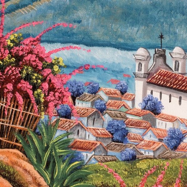 Alternate image for Signed Impressionist Oil Lake Scape Painting from Guatemala Lake View