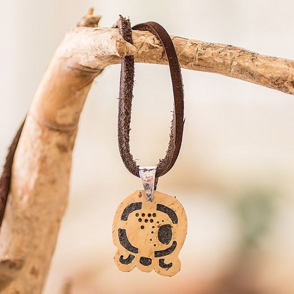 Alternate image for Coconut Shell and Lava Stone Kawoq Sign Pendant Necklace Spiritual Union