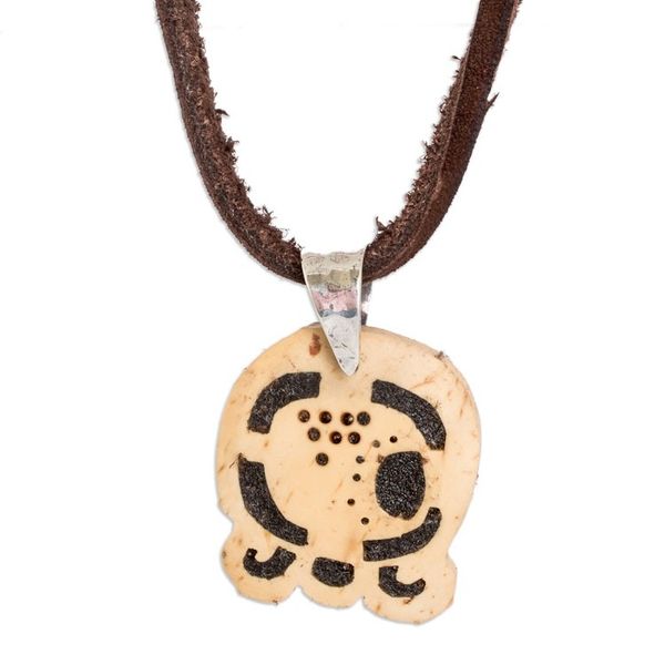 Alternate image for Coconut Shell and Lava Stone Kawoq Sign Pendant Necklace Spiritual Union
