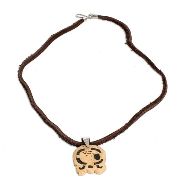 Alternate image for Coconut Shell and Lava Stone Kawoq Sign Pendant Necklace Spiritual Union