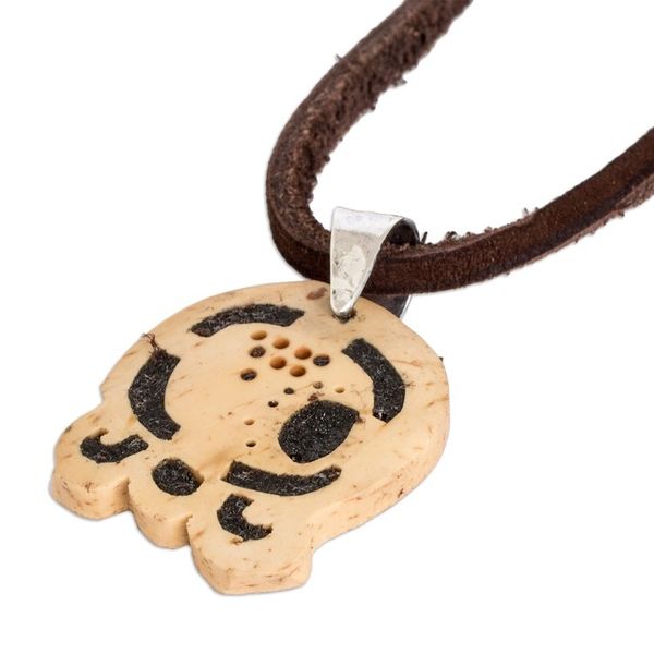 Alternate image for Coconut Shell and Lava Stone Kawoq Sign Pendant Necklace Spiritual Union