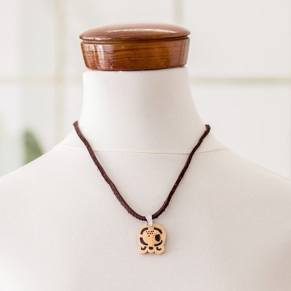 Alternate image for Coconut Shell and Lava Stone Kawoq Sign Pendant Necklace Spiritual Union