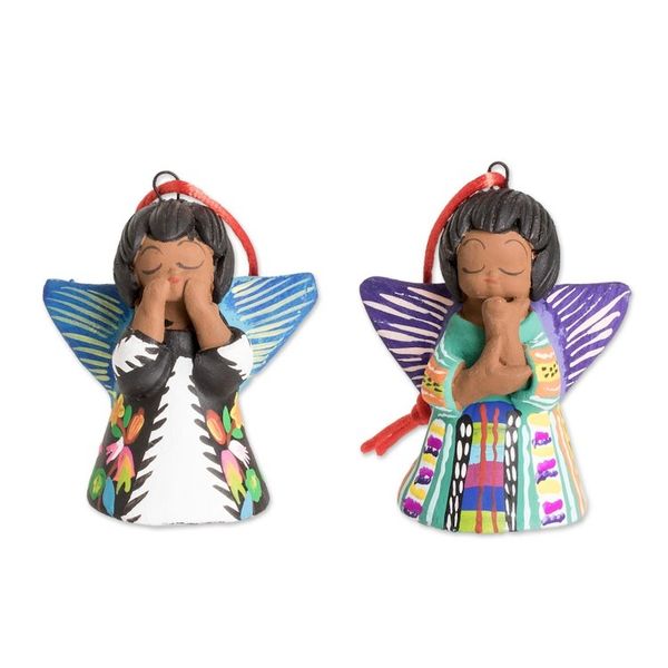 Alternate image for Angel Dressed in Traditional Guatemalan Attire Ornament Pair Angels of Love