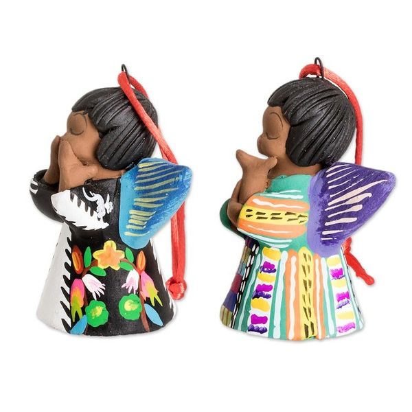 Alternate image for Angel Dressed in Traditional Guatemalan Attire Ornament Pair Angels of Love