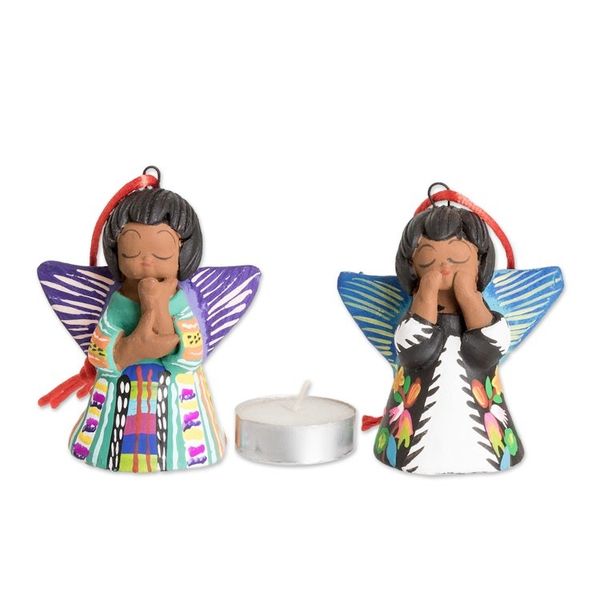 Alternate image for Angel Dressed in Traditional Guatemalan Attire Ornament Pair Angels of Love
