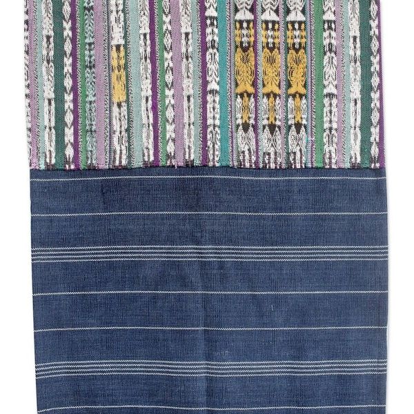 Alternate image for Handwoven Striped Cotton Table Runner with Colorful Tassels Land of Traditions