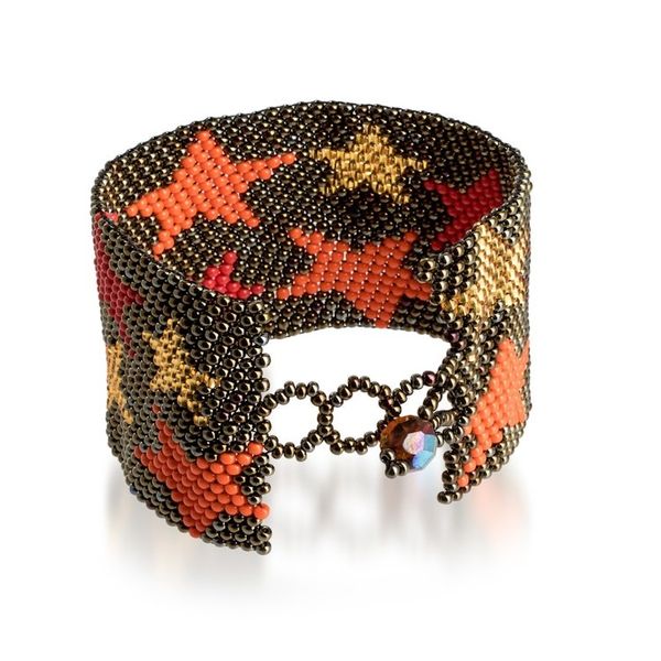 Alternate image for Guatemalan-Made Bronze Glass Beaded Star Wristband Bracelet Constellation in Bronze