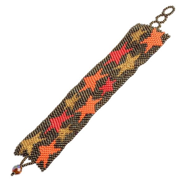 Alternate image for Guatemalan-Made Bronze Glass Beaded Star Wristband Bracelet Constellation in Bronze