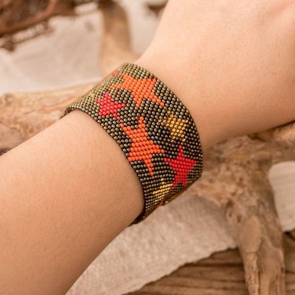 Alternate image for Guatemalan-Made Bronze Glass Beaded Star Wristband Bracelet Constellation in Bronze