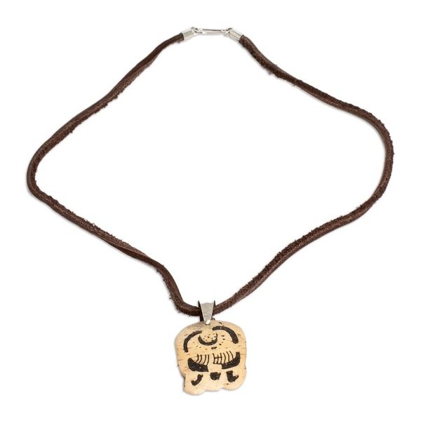 Alternate image for Coconut Shell and Lava Stone Imox Sign Pendant Necklace Connection with Nature