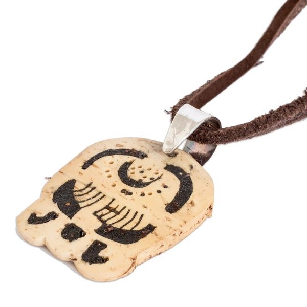 Alternate image for Coconut Shell and Lava Stone Imox Sign Pendant Necklace Connection with Nature