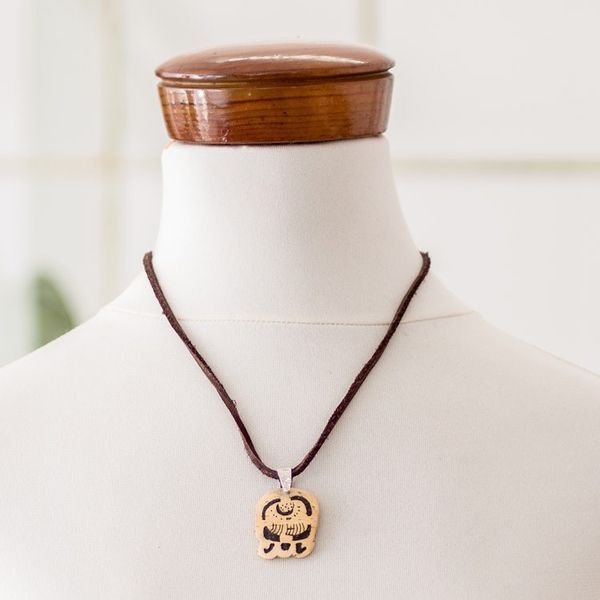 Alternate image for Coconut Shell and Lava Stone Imox Sign Pendant Necklace Connection with Nature
