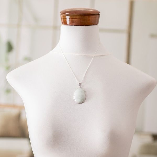 Alternate image for Reversible Silver and Apple Green Jade Maya Pendant Necklace Treasures of My Land