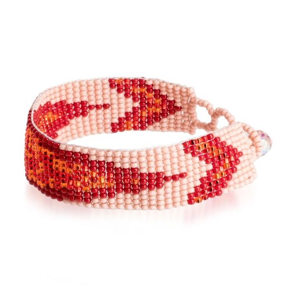 Alternate image for Modern Handmade Pink and Red Glass Beaded Wristband Bracelet Lovely Harmony