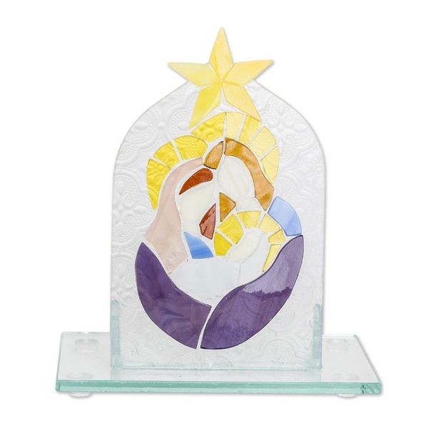 Alternate image for Religious Float Glass Home Accent in Blue and Purple Hues Eternal Bonds