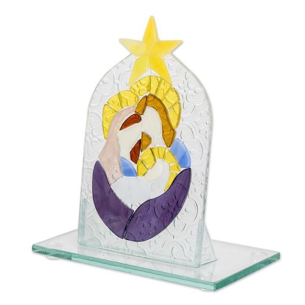 Alternate image for Religious Float Glass Home Accent in Blue and Purple Hues Eternal Bonds