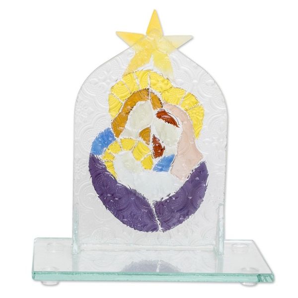 Alternate image for Religious Float Glass Home Accent in Blue and Purple Hues Eternal Bonds