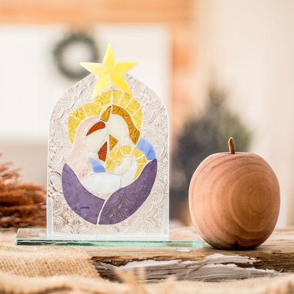 Alternate image for Religious Float Glass Home Accent in Blue and Purple Hues Eternal Bonds