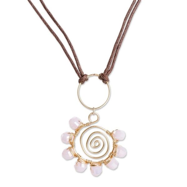 Alternate image for Polymer-Coated Pendant Necklace with Pink Crystal Beads Crystalline Pink