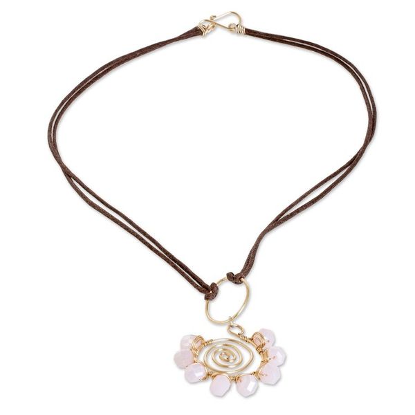 Alternate image for Polymer-Coated Pendant Necklace with Pink Crystal Beads Crystalline Pink