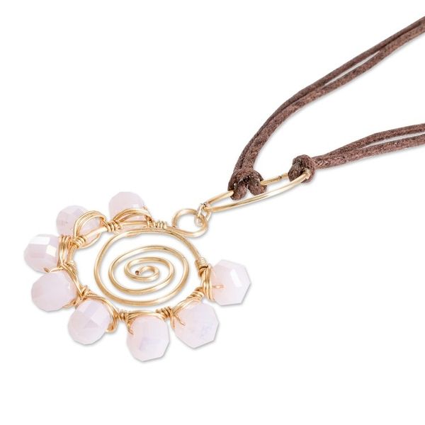 Alternate image for Polymer-Coated Pendant Necklace with Pink Crystal Beads Crystalline Pink