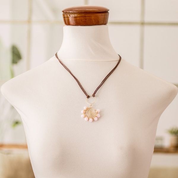 Alternate image for Polymer-Coated Pendant Necklace with Pink Crystal Beads Crystalline Pink