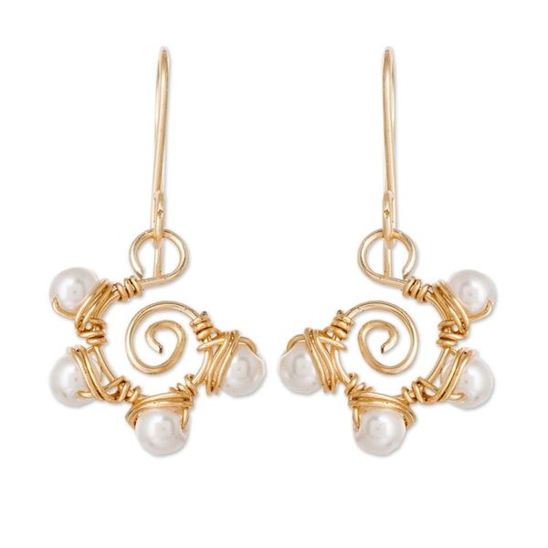 Alternate image for Dangle Earrings with Cultured Pearls Twisted Wire Accents Cool Wind