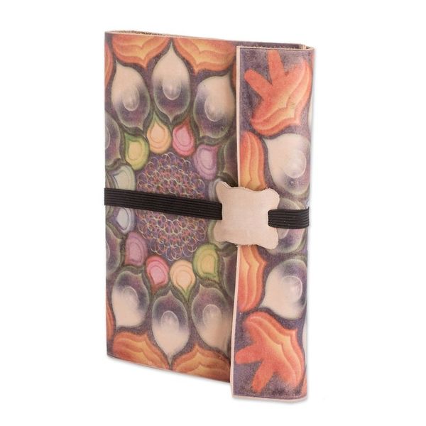 Alternate image for Paper Journal with Flower-Inspired Leather Cover Fantasy Memories