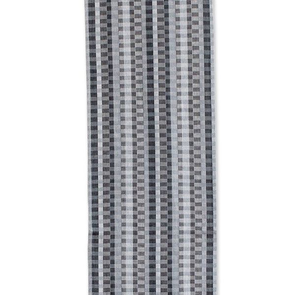 Alternate image for Handwoven Checkered Cotton Table Runner in Black Grey White Checkered Elegance