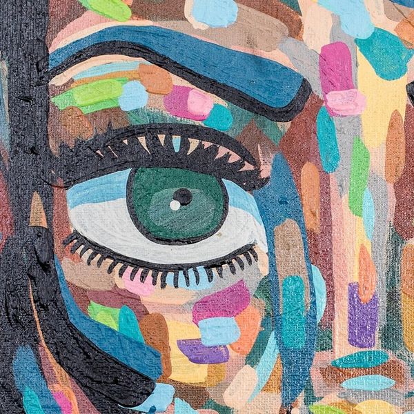 Alternate image for Signed Stretched Expressionist Acrylic Painting in Cool Hues The Color of Emotions