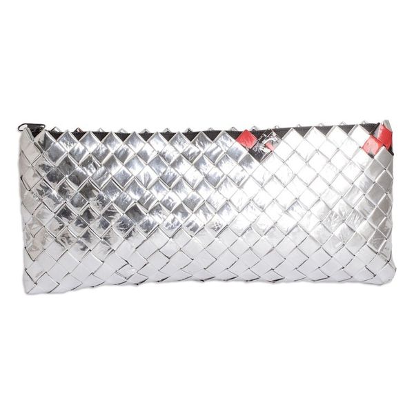 Alternate image for Eco-Friendly Metalized Wrapper Cosmetic Bag with Red Accents Ecological Awareness