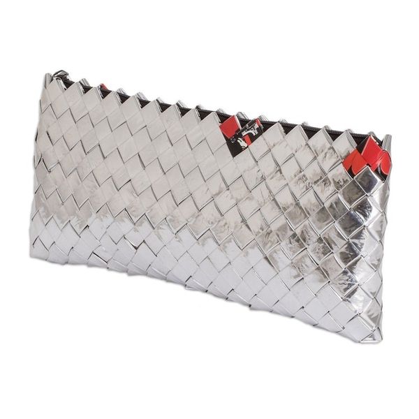 Alternate image for Eco-Friendly Metalized Wrapper Cosmetic Bag with Red Accents Ecological Awareness