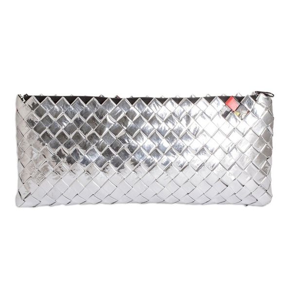 Alternate image for Eco-Friendly Metalized Wrapper Cosmetic Bag with Red Accents Ecological Awareness