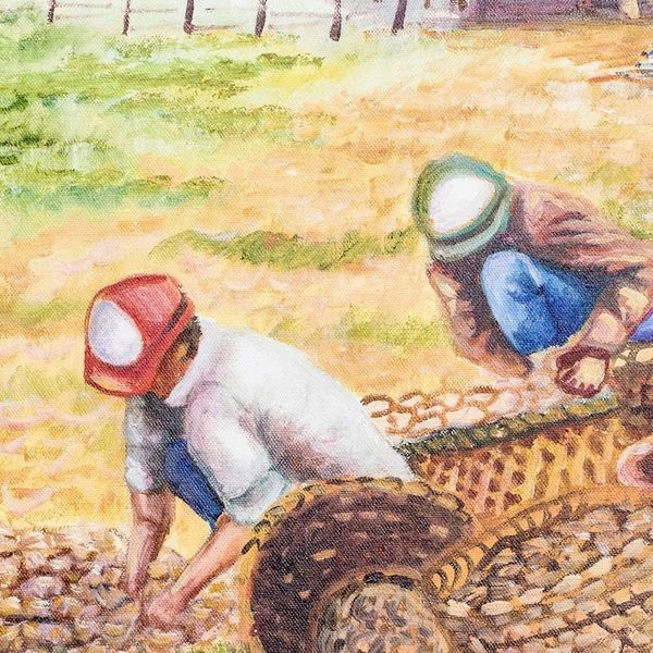 Alternate image for Framed Impressionist Landscape Oil Painting of Costa Rica Harvest Time
