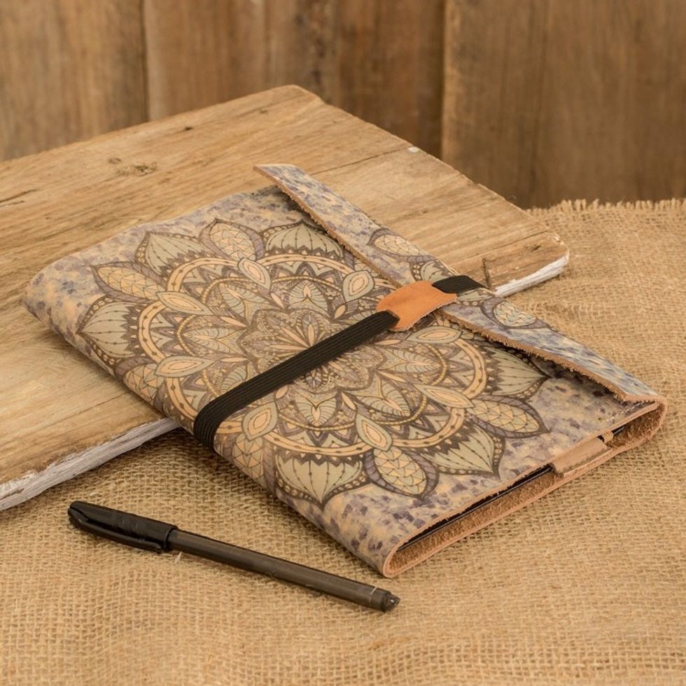 Paper Journal with Mandala-Inspired Leather Cover 'Oneiric Stories'