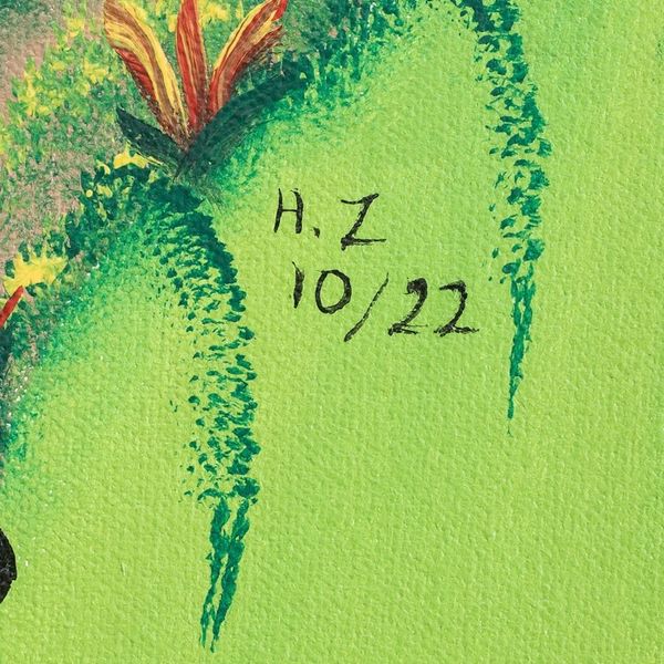 Alternate image for Signed Stretched Acrylic Impressionist Painting in Green Toucan