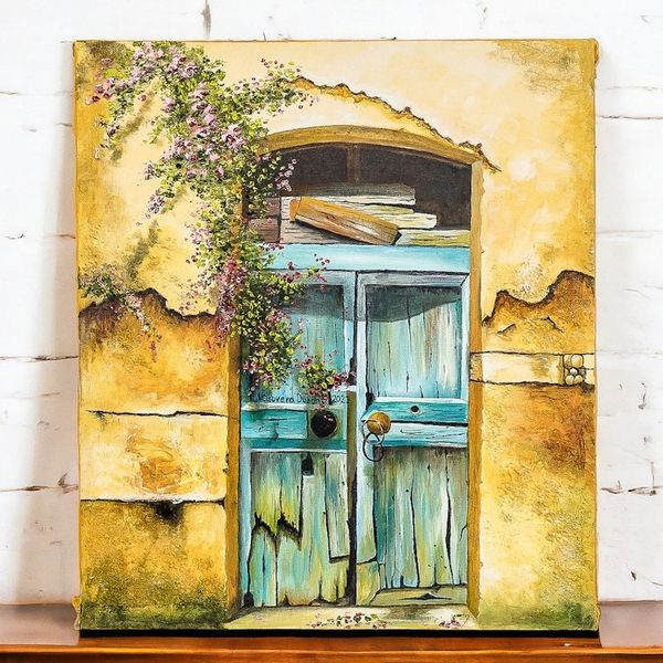 Alternate image for Old Threshold with Flowers in Antigua Guatemala Oil Painting The Old Threshold