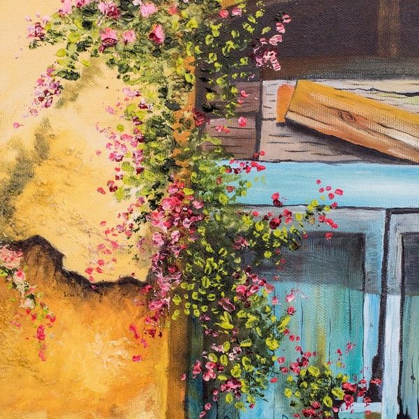 Alternate image for Old Threshold with Flowers in Antigua Guatemala Oil Painting The Old Threshold