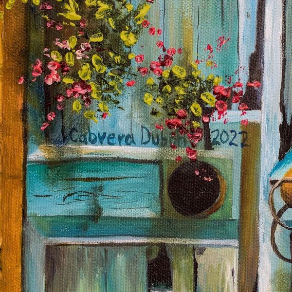 Alternate image for Old Threshold with Flowers in Antigua Guatemala Oil Painting The Old Threshold