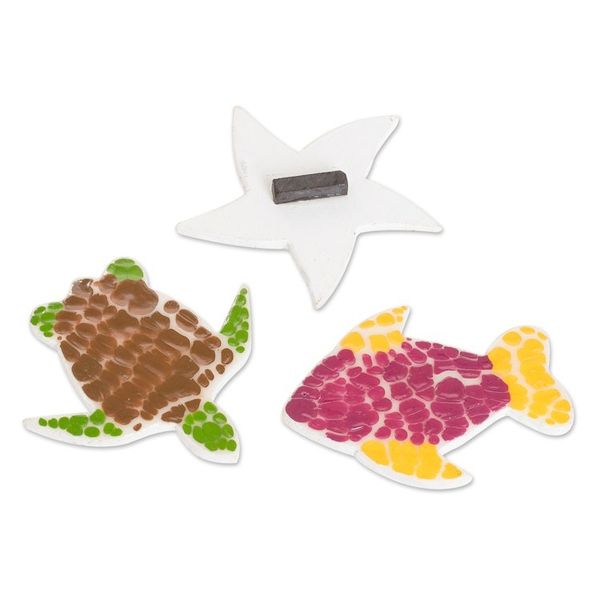 Alternate image for Hand-Painted Sea Life-Themed Wood Magnets Set of 3 Marine Realm