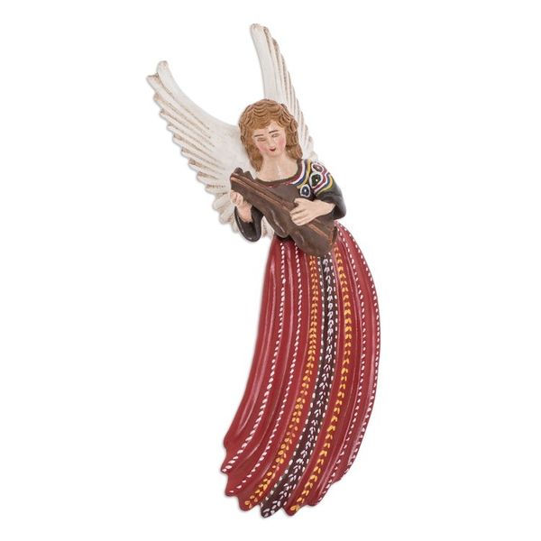 Alternate image for Guatemalan Folk Art Hand-Painted Ceramic Angel Wall Accent Joyabaj
