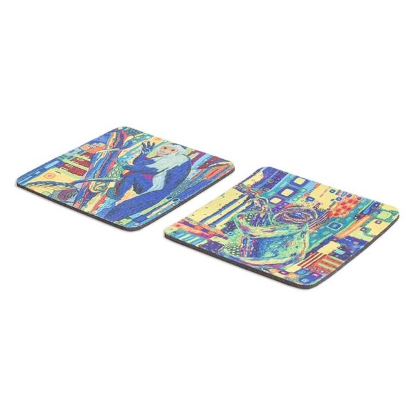 Alternate image for Set of 2 Rubber Coasters with Monkey and Sloth Prints Tree Habitants
