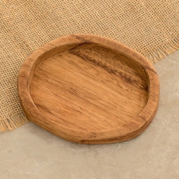 Alternate image for Handcrafted Oval-Shaped Conacaste Wood Snack Plate Fine Delights