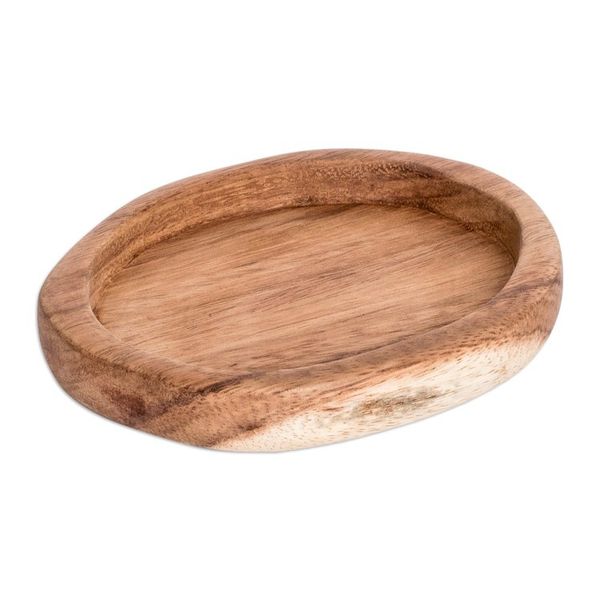 Alternate image for Handcrafted Oval-Shaped Conacaste Wood Snack Plate Fine Delights