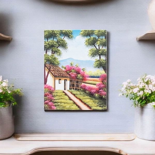 Alternate image for Stretched Oil Impressionist Painting of House and Trees Magical Landscape